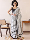 Saree Mall Women's Cotton White Printed Ready To Wear With Blouse Piece-RTWMINAXI7604