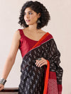 Saree Mall Women's Cotton Black Printed Ready To Wear With Blouse Piece-RTWMINAXI7605