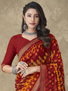 Saree Mall Women's Chiffon Maroon Embellished Designer Saree With Blouse Piece-RUCHI24001A