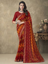 Saree Mall Women's Chiffon Maroon Embellished Designer Saree With Blouse Piece-RUCHI24001A