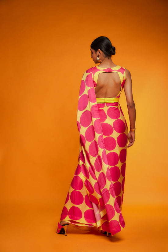 Avanshee Women's Latest Bollywood Printed Satin Saree With Unstiched Blouse-AVN-8102-PINK YELLOW