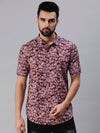 Men Spread Collar Printed Magenta Shirt-Rayalprint-495-Magenta