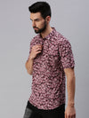 Men Spread Collar Printed Magenta Shirt-Rayalprint-495-Magenta