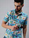 Men Spread Collar Printed Multi Shirt-Rayalprint-504-Multi