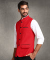 Hangup Men Standard Solid Men's Indian Wear-Red_1_6_Nehru