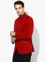 Hangup Men Standard Solid Men Formalwear-Red5BTNVelvetBlazer