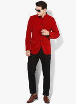 Hangup Men Standard Solid Men Formalwear-Red5BTNVelvetBlazer