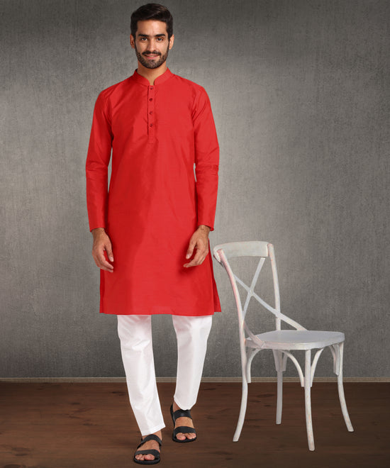 Hangup Men Standard Solid Men's Indian Wear-Red_8_4027_Lkurta