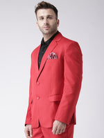 Hangup Men Standard Solid Men Formalwear-RedBlazer