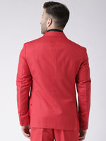 Hangup Men Standard Solid Men Formalwear-RedBlazer