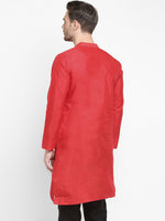 Hangup Men Standard Solid Men's Indian Wear-Red_Dupion_LongKurta