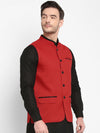 Hangup Men Standard Solid Men's Indian Wear-Red_Jute1_Nehru