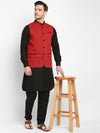 Hangup Men Standard Solid Men's Indian Wear-Red_Jute1_Nehru