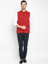 Hangup Men Standard Solid Men's Indian Wear-Red_Jute_Nehru