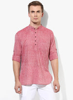 Hangup Men Slim Solid Men's Indian Wear-RedKurta