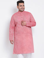 Hangup Men Standard Solid Men's Indian Wear-Red_Linen_OnlyLongKurta