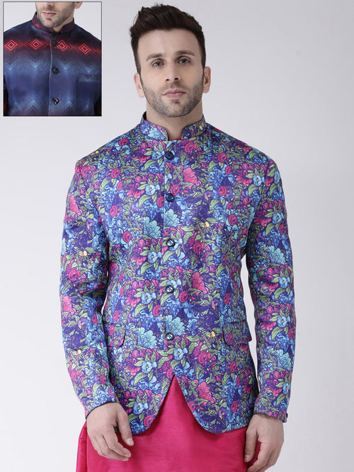 Hangup Men Standard Printed Men Formalwear-ReversibleD112D111Blazer