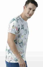 Huetrap White Mens Short Sleeve Graphic Printed Tshirt-HT17MKGRAWHT01052