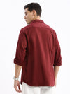 Men Spread Collar Solid Slim Fit Maroon Shirt-Rippon-2730-Maroon