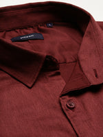 Men Spread Collar Solid Slim Fit Maroon Shirt-Rippon-2730-Maroon