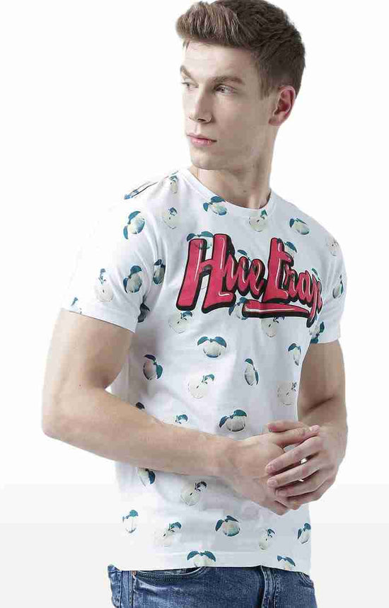 Huetrap White Mens Short Sleeve Graphic Printed Tshirt-HT17MKGRAWHT00704