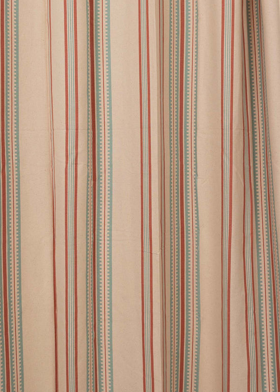 Roman Stripes 100% cotton geometric curtain for bed room - Room darkening - Multicolor - Pack of 1-230423076