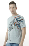 Huetrap Grey Mens Short Sleeve Graphic Printed Tshirt-HT17MKGRAGML00686