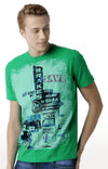 Huetrap Green Mens Short Sleeve Graphic Printed Tshirt-HT17MKGRAGRE00329