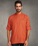 Hangup Men Standard Solid Men's Indian Wear-Rust_Magic_Bon_Short2Kurta