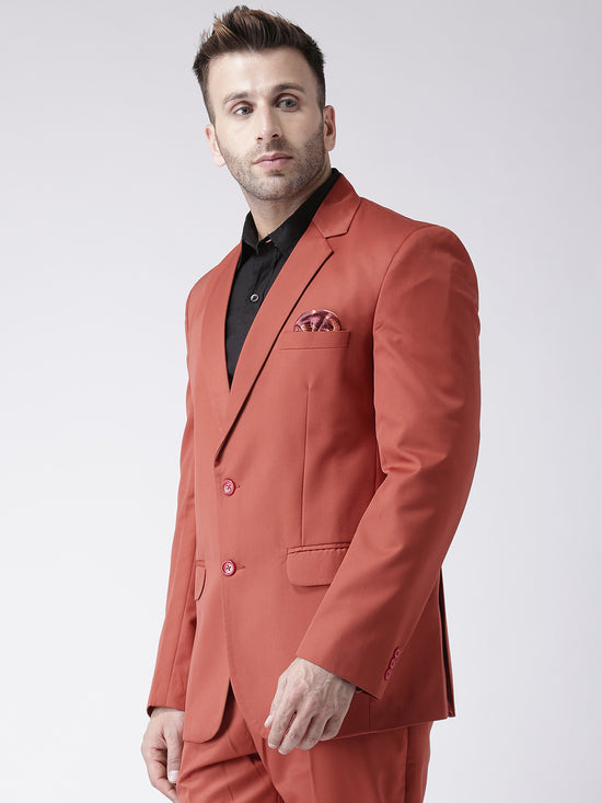 Hangup Men Standard Solid Men Formalwear-RustBlazer