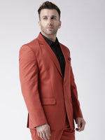 Hangup Men Standard Solid Men Formalwear-RustBlazer