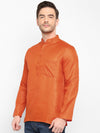 Hangup Men Standard Solid Men's Indian Wear-Rust_Magic_Patch_ShortKurta