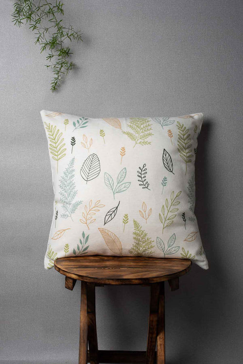 Rustling Leaves 100% cotton floral cushion cover for sofa - Green-230451084