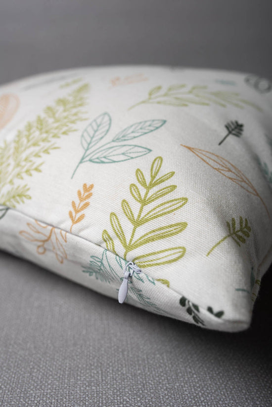 Rustling Leaves 100% cotton floral cushion cover for sofa - Green-230455084