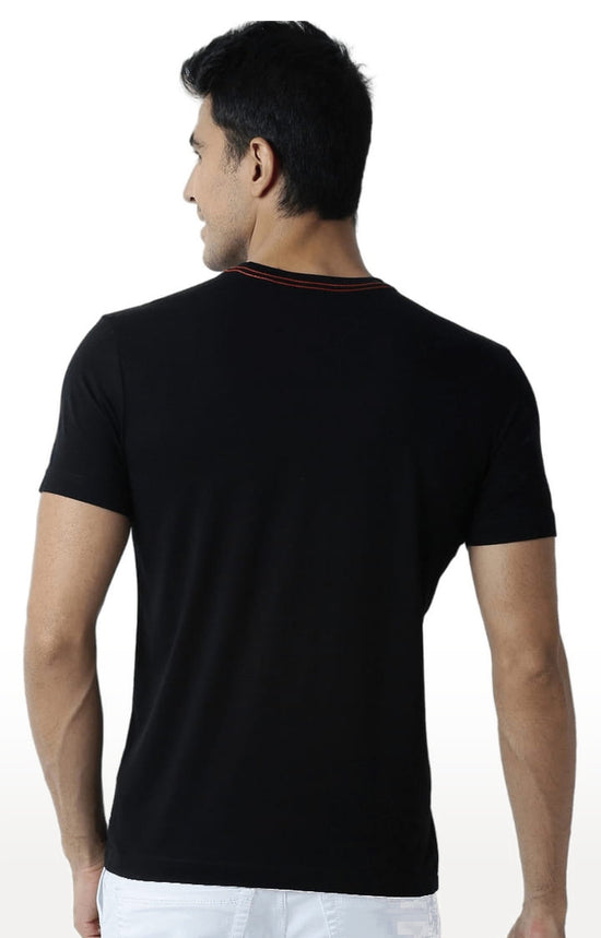 Huetrap Black Mens Short Sleeve Graphic Printed Tshirt-HT12MKGRABLK00004