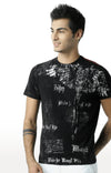 Huetrap Black Mens Short Sleeve Graphic Printed Tshirt-HT16MKGRABLK00434