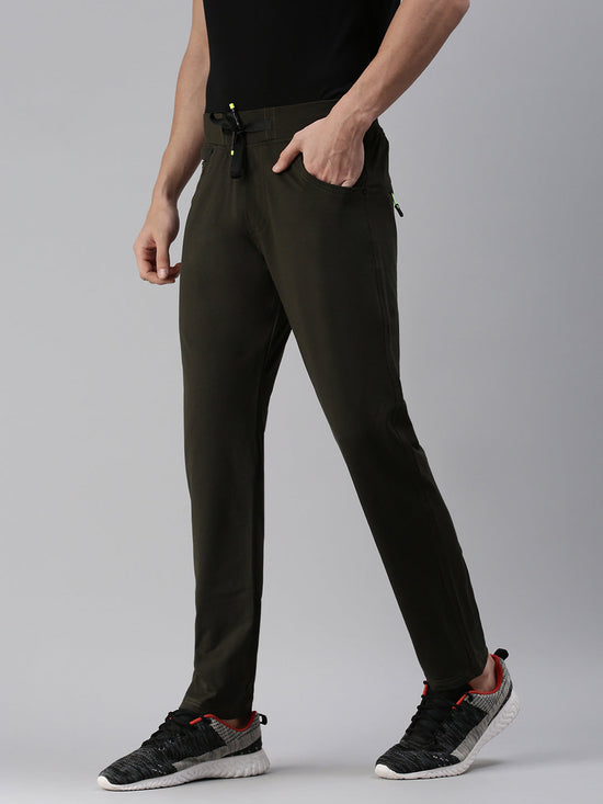 Men Solid Olive Regular Fit Trackpant-S-885-Olive