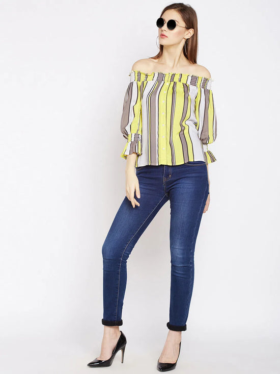 Stiped Evanka Cold Shoulder Top