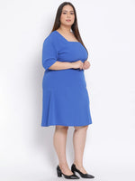 Cobalt Blue Basic Button Plus Size Dress