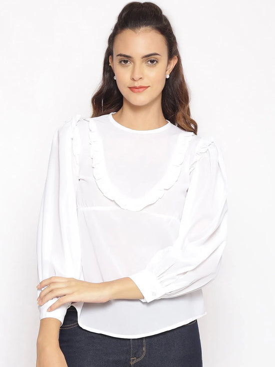 Classic White Frilled Top