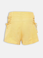 Yellow Criss-Cross Girl's Linen Blend Short