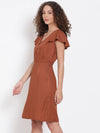 Brown Sheath Viscose Twill Dress