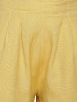 Mango Yellow Solid Linen Blend Girl's Pants