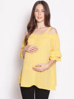 Yellow Cold Shoulder Maternity Top