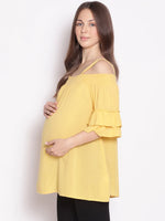 Yellow Cold Shoulder Maternity Top