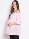 Baby Pink Cold Shoulder Maternity Top