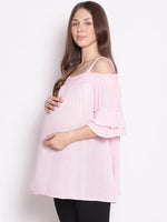 Baby Pink Cold Shoulder Maternity Top