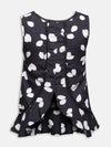 Black Printed Girl's Peplum Top