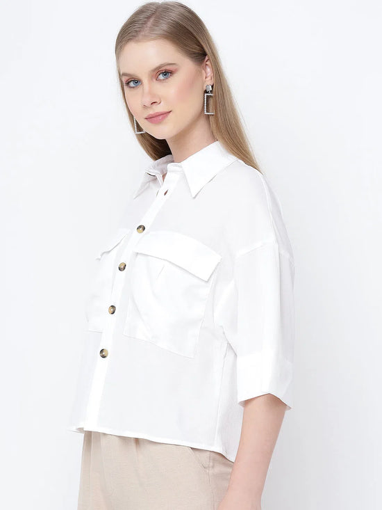 Gleaming whitezy casual women shirt top