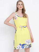 Bedazzle yellow knot up women dress